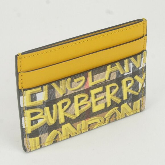 Burberry PVC Leather Graffiti Pattern Card Case Yellow Used - Picture 4 of 11